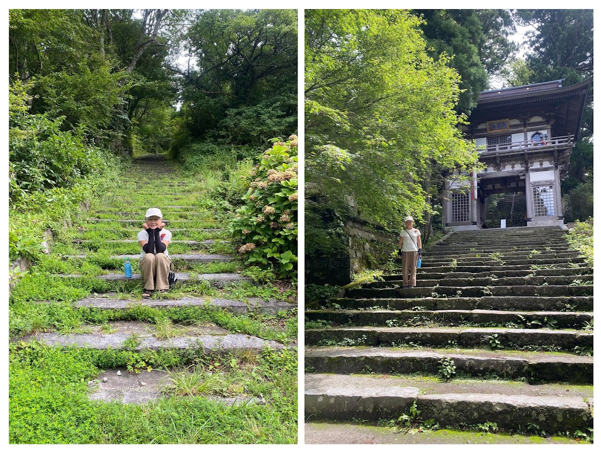左：あら？ まるで牧野富太郎さんのような写真に☺️　右：大山寺。母と来たくて、頑張って登りました✨